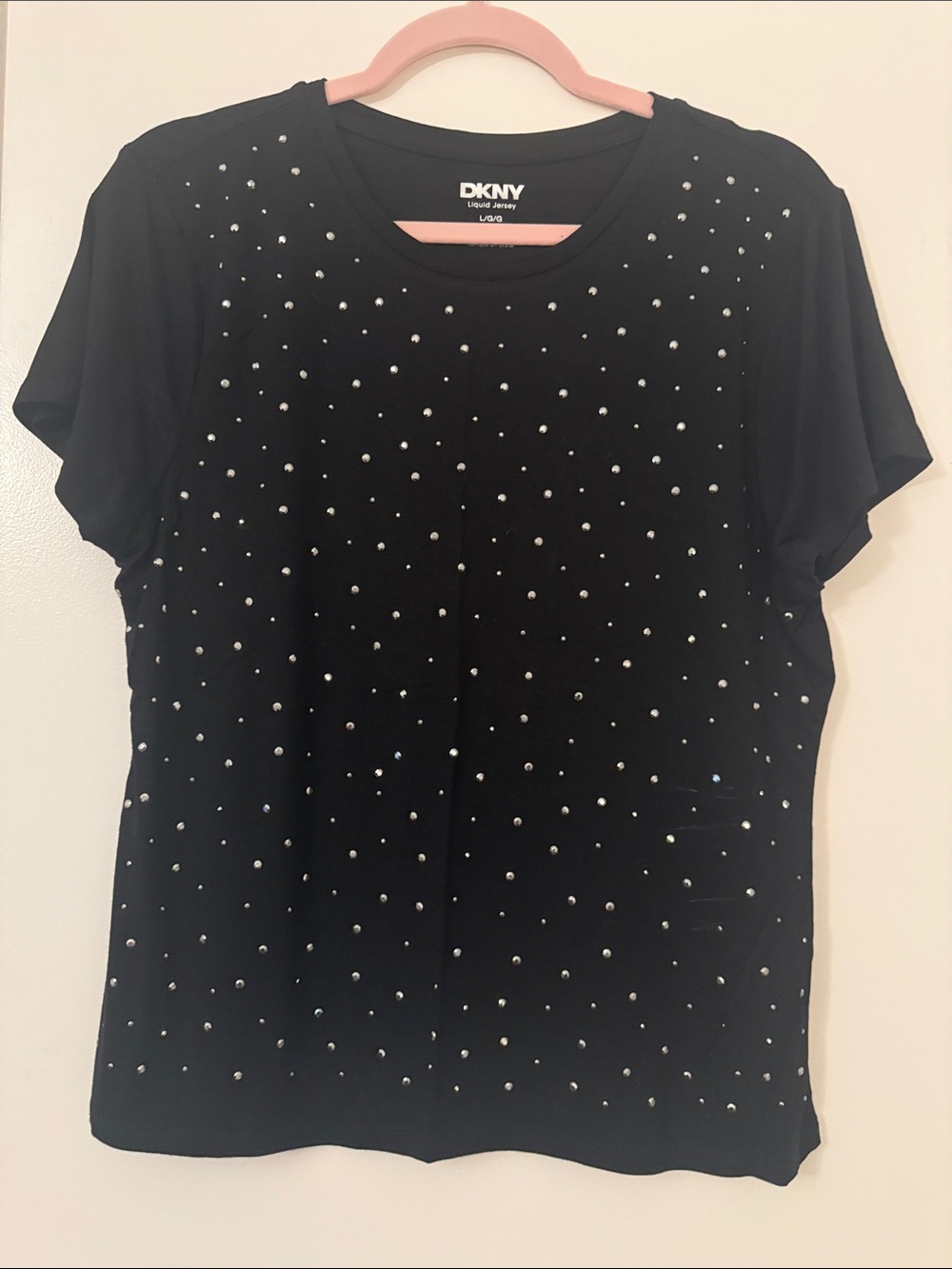 DKNY Black Short-Sleeve Tee with Silver Studs